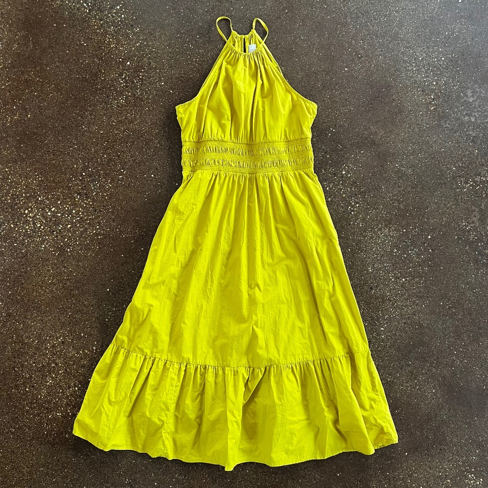 Deep goldenrod yellow halter summer dress